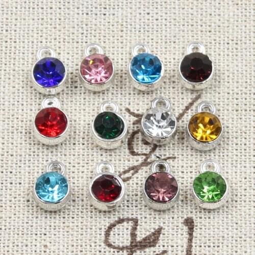 12pcs Charms Birthstone Birth Stone 10x7mm Pendants DIY Handmade Making Findings Gold Silver Color Crystal For Necklace Bracelet