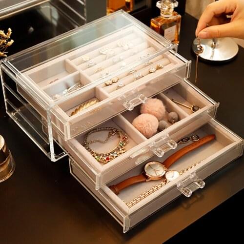 Transparent Fashion High CapacityDrawer Type Jewelry Storage Box Accessories Jewelry Storage Box Layered Compartment Storage Box