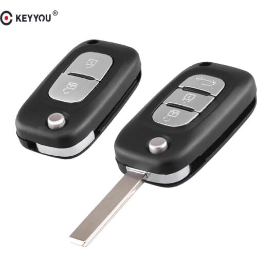 KEYYOU 2/3 Buttons Remote Flip Folding Car Key Shell Case Fob Uncut HU83 Blade for Renault