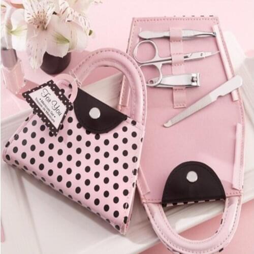 Pink Polka Dot Purse Bag Clipper Pedicure Manicure Set Kit Tools Finger Nail Clippers Scissors Grooming Tools LX5858