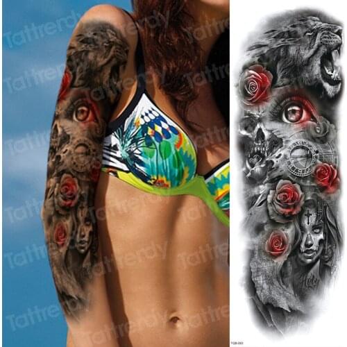 Tattoo sleeve tattoo sticker robot arm sleeve temporary tattoo halloween body stickers skull sleeve tattoo designs for men boys