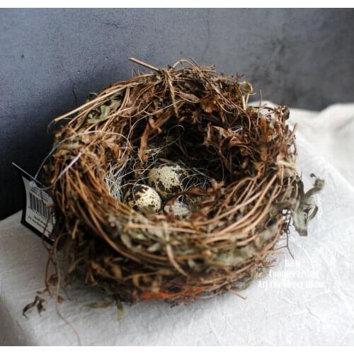 Ornaments Garden Decoration Outdoor Home Decor Hand Simulated Bird Nest Cage Straw Weaving Garden Easter Decorative Accessories