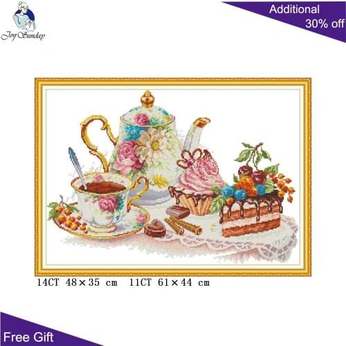Joy Sunday Afternoon Tea Cross Stitch J486 14CT 11CT Counted and Stamped Afternoon Tea Embroidery Needlework Cross Stitch Kits