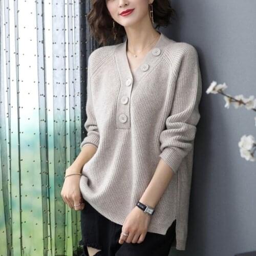 Ladies Knitted Sweater Women Pullovers Knit Jumper Spring Autumn Basic Women Sweaters Pullover Loose Top Knitwear Female Y640