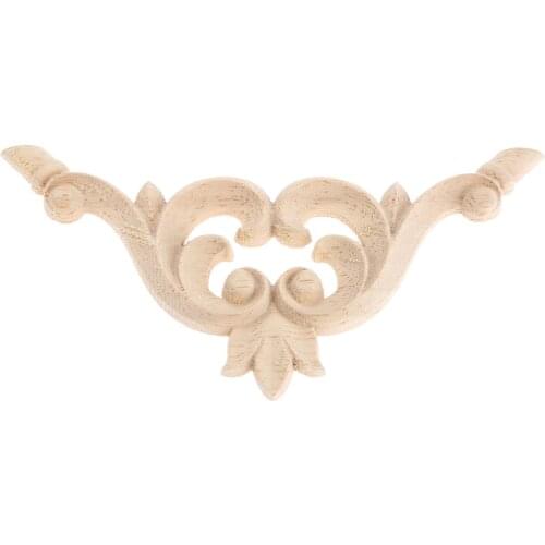 1Pc Woodcarving Corner Decal Appliques Unpainted Wood Carved Flower Onlay Applique for Home Furniture Door Decor Crafts 10*10cm
