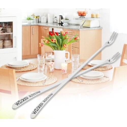 1PC Stainless Steel material Heavy Long Handle Cake Dessert Fruit Fork Cartoon smile Face Tableware Flatware EKX 215