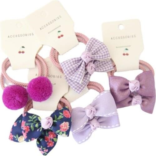 10pcs/set Girls Hair Ties Bows Elastic Rubber Band Hair Rope Gum Flower Small Plush Ball Scrunchies Children Hair Accessories