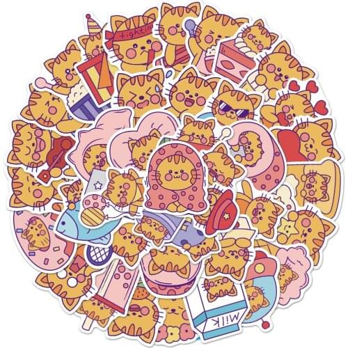 10/30/50PCS Vinyl Cute Cat Stickers Waterproof Kitty Sticker Pack for Water Bottle Laptop Skateboard Luggage Bike Car