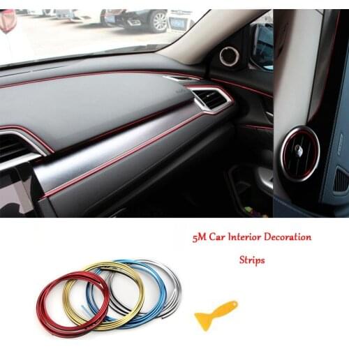 5M Plating Color Car Decorative Strip Sticker Universal Automobile Interior Trim Strip Line Cover Car Door Protector Strip Acces