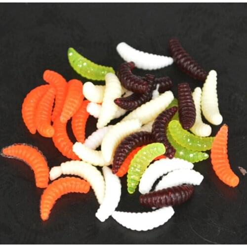 50pcs Durable Maggots Fishing Lures Swimbaits Worms Baits Gear Tackles Lure Paddle Tail Bass Trout Walleye Lure Fishing Gear
