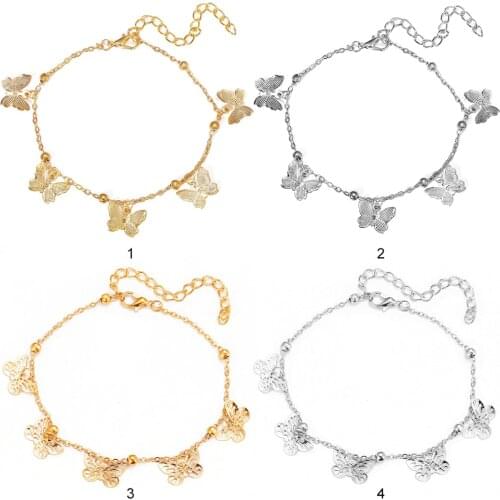 Bohemia Butterfly Anklet Creative Handmade Alloy Ankle Bracelet Foot Chain for Women Butterfly Pendant Charm Anklet Jewelry