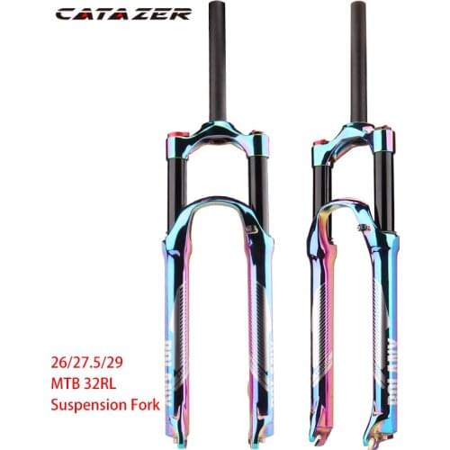 Catazer Rainbow 27.5/ 29er Supension Air Inch Vacuum Plating MTB Bike Fork Magnesium Alloy Travel 120mm Mountain Bike Fork