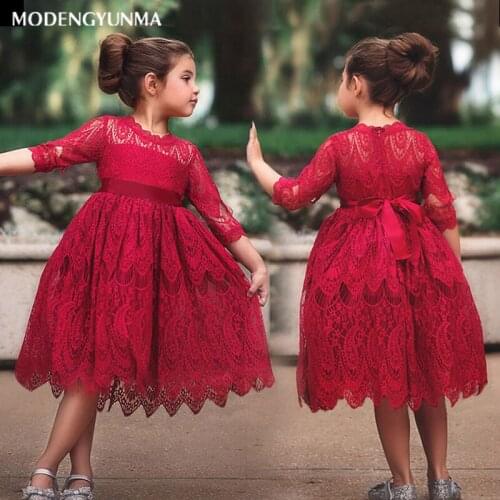 Nerlero Kids Baby Girls Summer White Dresses Long Sleeve Party Prom Costume Girl Pageant Dancing Frocks Lace Tutu Layered Dress