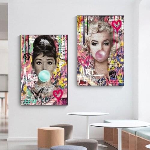 Graffiti Wall Art Posters and Prints Street Sexy Woman Print Canvas Painting Famous Movie Star Photo Bedroom Room Decor Pictures