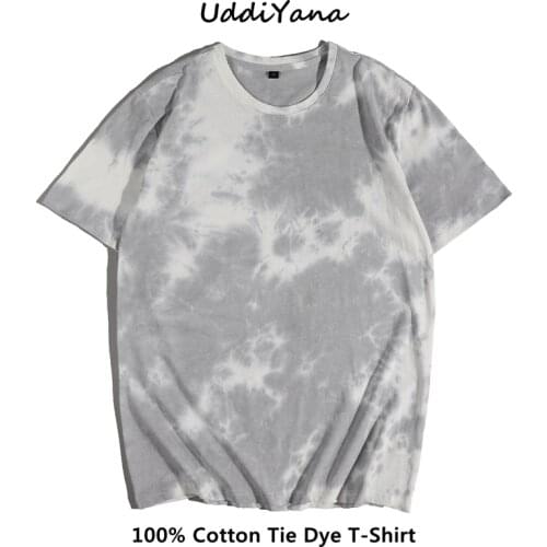 2021 Summer Fashion Womens Tie Dye Cotton T-Shirts Oversized Tops Mens Harajuku Sweatshirt Skateboard T-Shirt Vintage Clothes