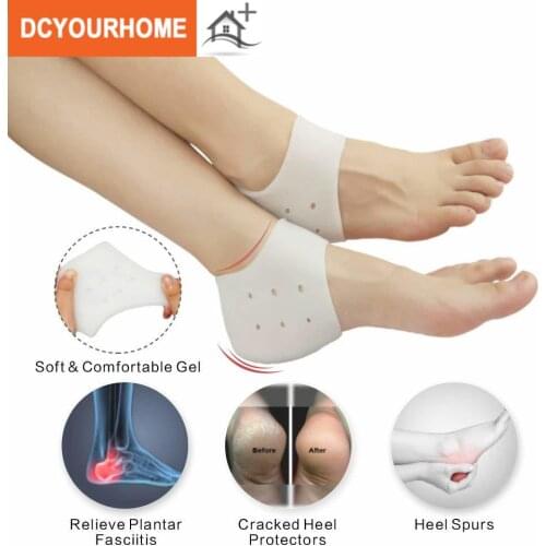 Gel Heel Protector Heel Cups Plantar Fasciitis Heel Pads Cushion for Leg Heel Pain Cracked Healing Foot Care Relief Sock