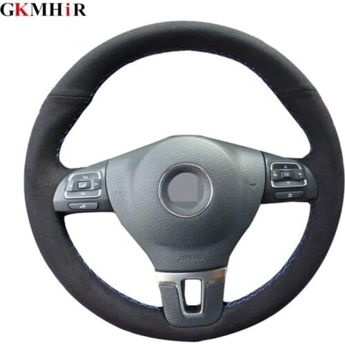 GKMHiR Black Suede Car Steering Wheel Cover Steering-Wheel for Volkswagen Golf 6 Mk6 VW Polo Sagitar Bora Santana Jetta Mk6