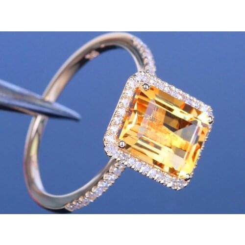 JoiasHome Luxury Silver 925 Jewelry with Square Citrine gemstone zircon Rings for Women Female Anniversary party gift wholesale