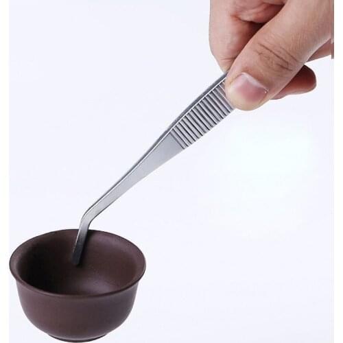 Of the world stainless steel ChaGa toothed round nozzle tweezers elbow straight pliers practical ChaGa tea accessories