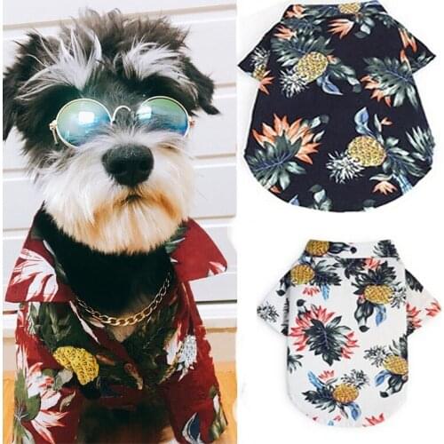 Summer Pet Printed Clothes For Dogs Floral Beach Shirt Jackets Dog Coat Puppy Costume Cat Spring Clothing Pets Outfits