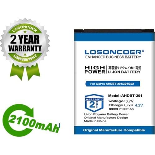 LOSONCOER Battery 2100mAh AHDBT-201 Camera Battery For Gopro Hero 3 3+ Battery For Go Pro Hero 3 AHDBT-301