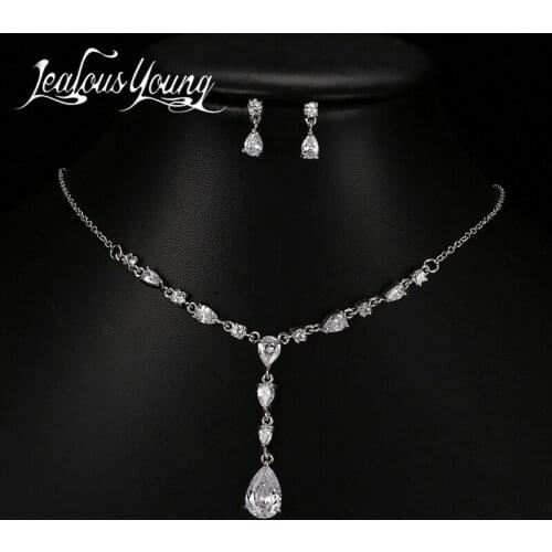 Fashion Water Drop AAA Cubic Zircon Bridal Jewelry Sets For Women White Gold Color African Beads Jewelry Set AS142