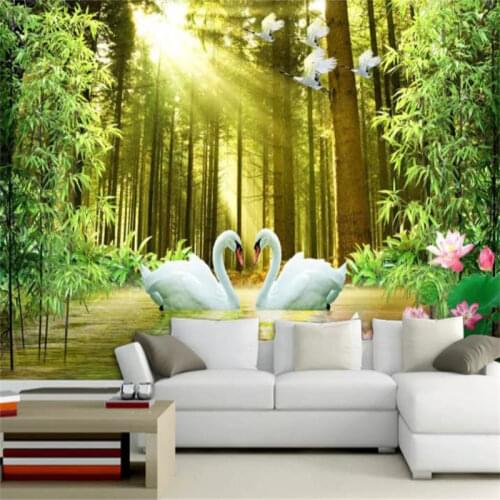 Custom 3D Mural Wallpaper Living room Sofa TV backdrop 3d Wall Swan Lake Photo Mural 3 D Wallpaper For Walls Decoration