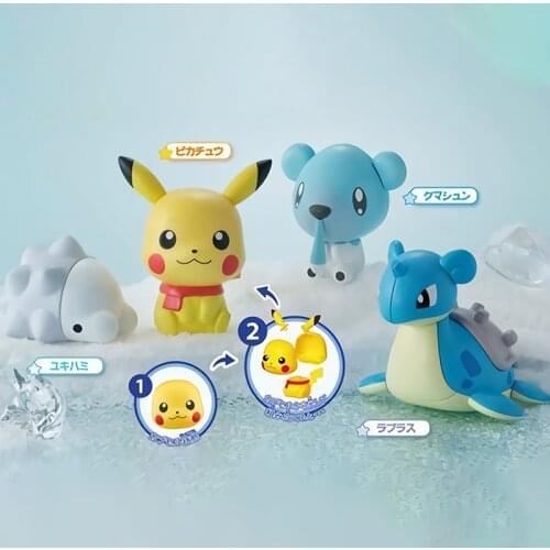 Pokemon Gashapon Toys Pikachu Cubchoo Snom Cute Assembled Action Figure Model Ornament Toys Children Gifts