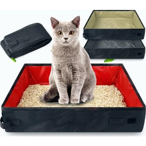 Portable Cat Litter Box Foldable Cat Toilet Waterproof Oxford Cloth Travel Toilet For Puppy Cats Dogs Outdoor Toilet Semi-Closed