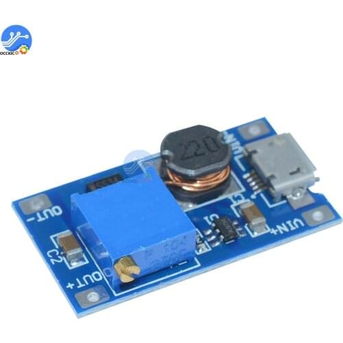 MT3608 DC-DC Step Up Converter with Micro USB Booster Power Supply Module Step-up Converter Board MAX output 28V 2A for arduino