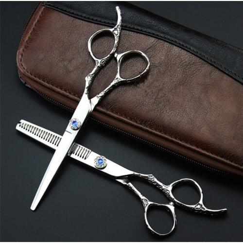 Professional Japan 440c steel 6 inch Plum handle hair scissors make up hair cutting barber thinning shears hairdressing scissors