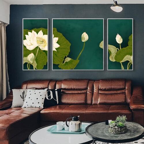 Modern Nordic Decorative Lotus Banner Canvas Painting Posters And Prints Home Art Pictures Wall Living Room Bedside Decoration