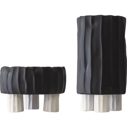 Black and White Tripod Ceramic Vase Decoration Home Nordic Modern Minimalist Large Vase Living Room Decoration Accessories Ideas