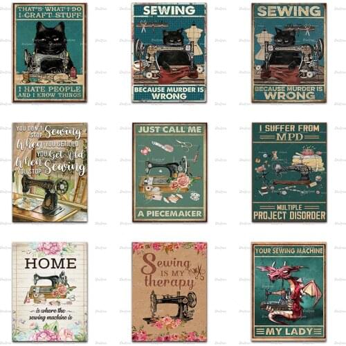 Your Sewing Machine My Lady Canvas,Funny Dragon Black Cat And Sewing Poster,Sewing Lover Gift,Sewing Home Decor PrintsWall Art