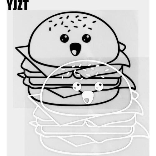 YJZT 14.2×11CM Cute Cartoon Hamburger Vinyl Decal High Quality Car Stickers Art Decoration Black / Silver 20B-0344