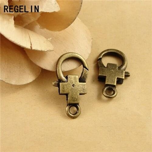 REGELIN Antique Silver Lobster Clasp Hooks 15*29MM 10pcs/lot For Necklace Bracelet Chain DIY Jewelry Accessory Findings