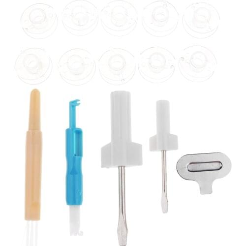 1 set Sewing Machine & Overlocker Service Kit including Sewing Machine Screwdriver Set Brushing Clear Bobbins