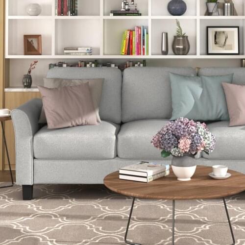 Fabric 1 Set Excellent Delicate Texture Upholstered Sofa Set 3 Colors 3-seat Couch Long Lasting for Bedroom