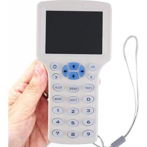 English RFID Reader Writer Copier Duplicator 125KHz 13.56MHz IC/ID 10 Frequency Card With USB Cable LCD Screen 1Pcs