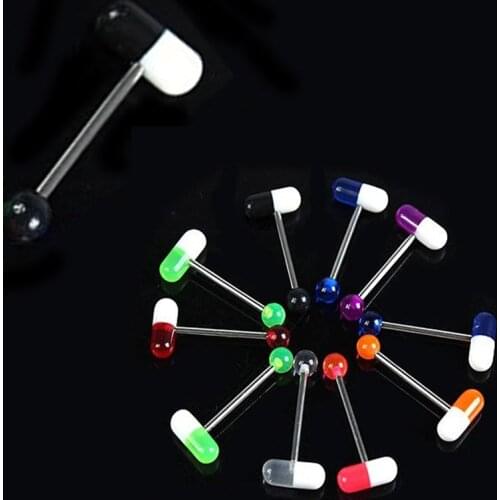10Pcs/set Acrylic Tongue Nail Tongue Ring Capsule Pill Piercing Jewelry Hot Selling Tongue Ring