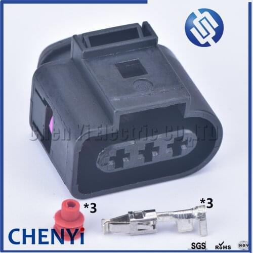 2 sets 3 Pin way 3.5 mm series Automotive Sensor Pigtail Connector Plug 1J0973723 for VW AUDI Skoda VAG VolksWagen Jetta Golf