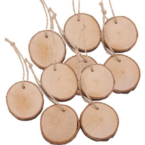 5pcs Blank Christmas Xmas Tree Wood Log Slices Discs Cutout Circle Wood Disks Crafts Christmas Tree Decoration Snowman Ornaments