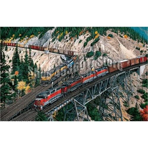 DIY 5D Diamond Embroidery Resin Mosaic Home Decor Trains & Locomotive Mountain Bridges full Diamond Painting Cross Stitch Kits