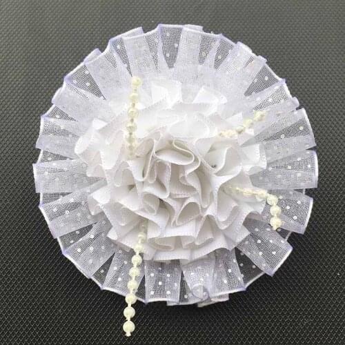 White lace flower 2pcs girls flowers hair Imitation pearls Princess kids Children Small dots Bow Hair Accessories Headwear