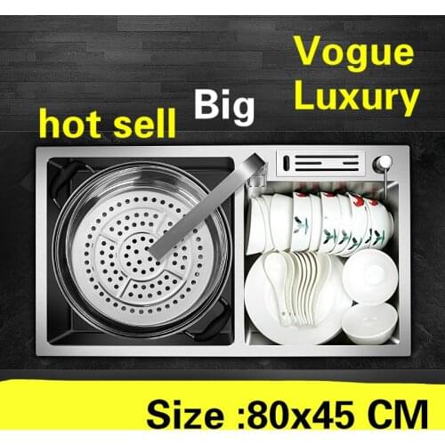 Free shipping Apartment kitchen manual sink double groove do the dishes standard 304 stainless steel hot sell 800x450 MM