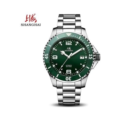 Shanghai watch mens mechanical watch automatic waterproof 200 meters new 3080 sports deep diving ghost mens watch