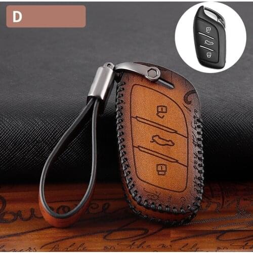 Retro style genuine leather Car Key Case Cover For Roewe RX5 i6 ERX5 i5 RX8 RX3 for MG6 MG ZS EV EZS HS EHS 3button