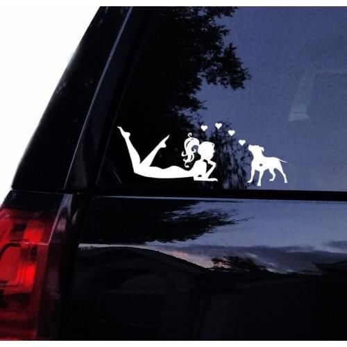Black/Sliver Pit Lady Loves Her Pitbull Sticker Waterproof Decals Car Styling Accessories Window Decor S633