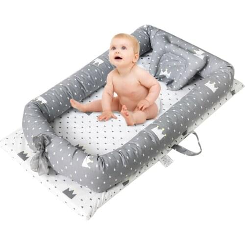 Baby Nest Cribs Portable Lounge Bassinet Bumper Sleeping with Pillow Cushion Cotton Bed Crib Travel Cradle Newborn Infant Cot