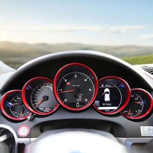 For Cayenne 2011-16 Car Instrument Console Panel Cover Trim Ring Decoration Sticker ABS 5Pcs Red/Blue/Silver Styling Accessories